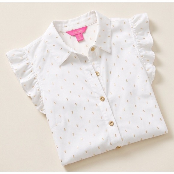 Lilly Pulitzer Tops - Lilly Pulitzer Branson White button down top Size XL